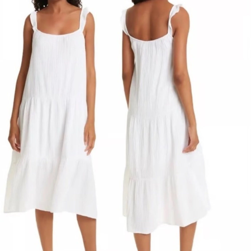 4Our Dreamers Ruffle Sleeves Embroidered Tiered MIDI Sundress Sz X-Small